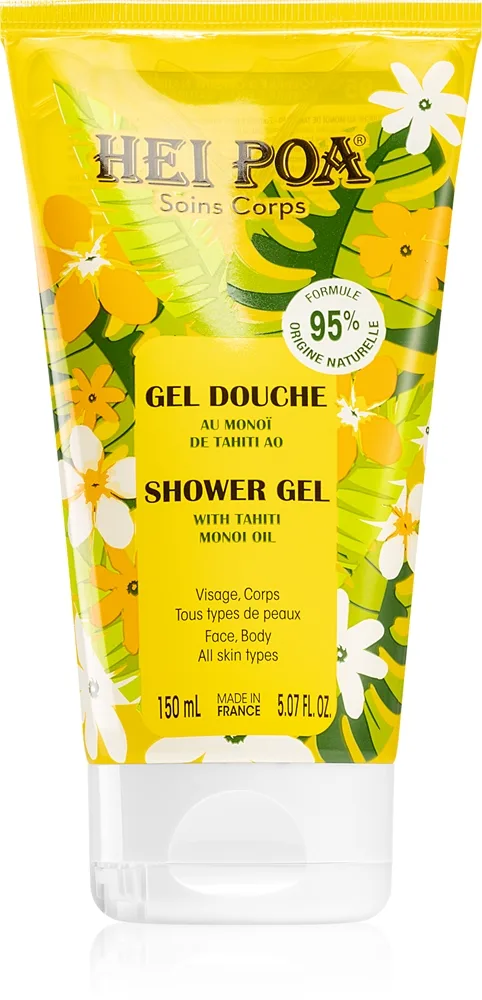 Hei Poa Tahiti Monoi Oil Shower gel Vårdande duschgel för ansikte och kropp 150 ml