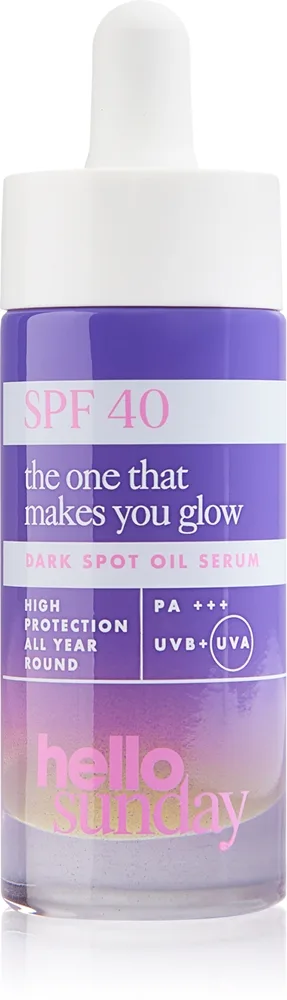 hello sunday the one that makes you glow Utjämnande behandling för hud med hyperpigmentering För att behandla mörka fläckar SPF 40 30 ml