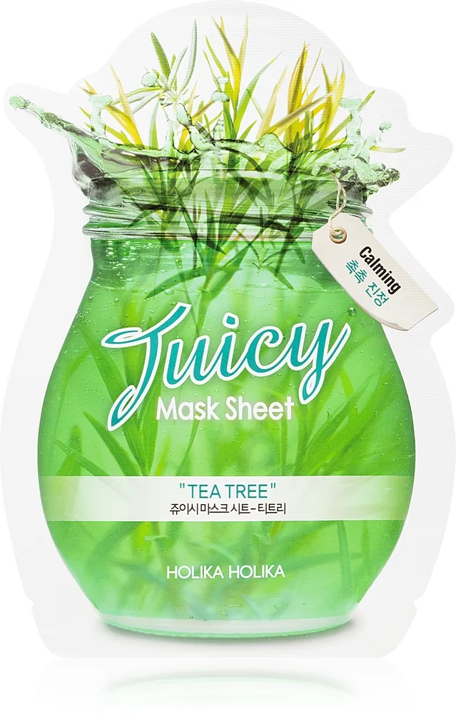 Holika Holika Juicy Mask Sheet Tea Tree Arkmask Mot ojämnheter på aknebenägen hy 20 ml