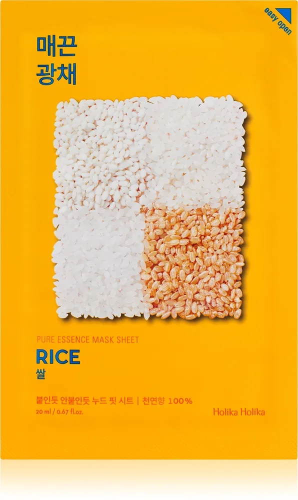 Holika Holika Pure Essence Rice kirkastava ja elvyttävä kangasnaamio 23 ml