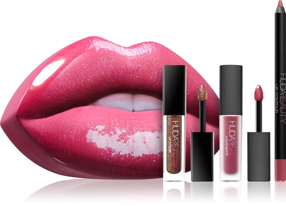 Huda Beauty Contour & Strobe Lip Set lahjasetti sävy Trophy Wife & Shameless