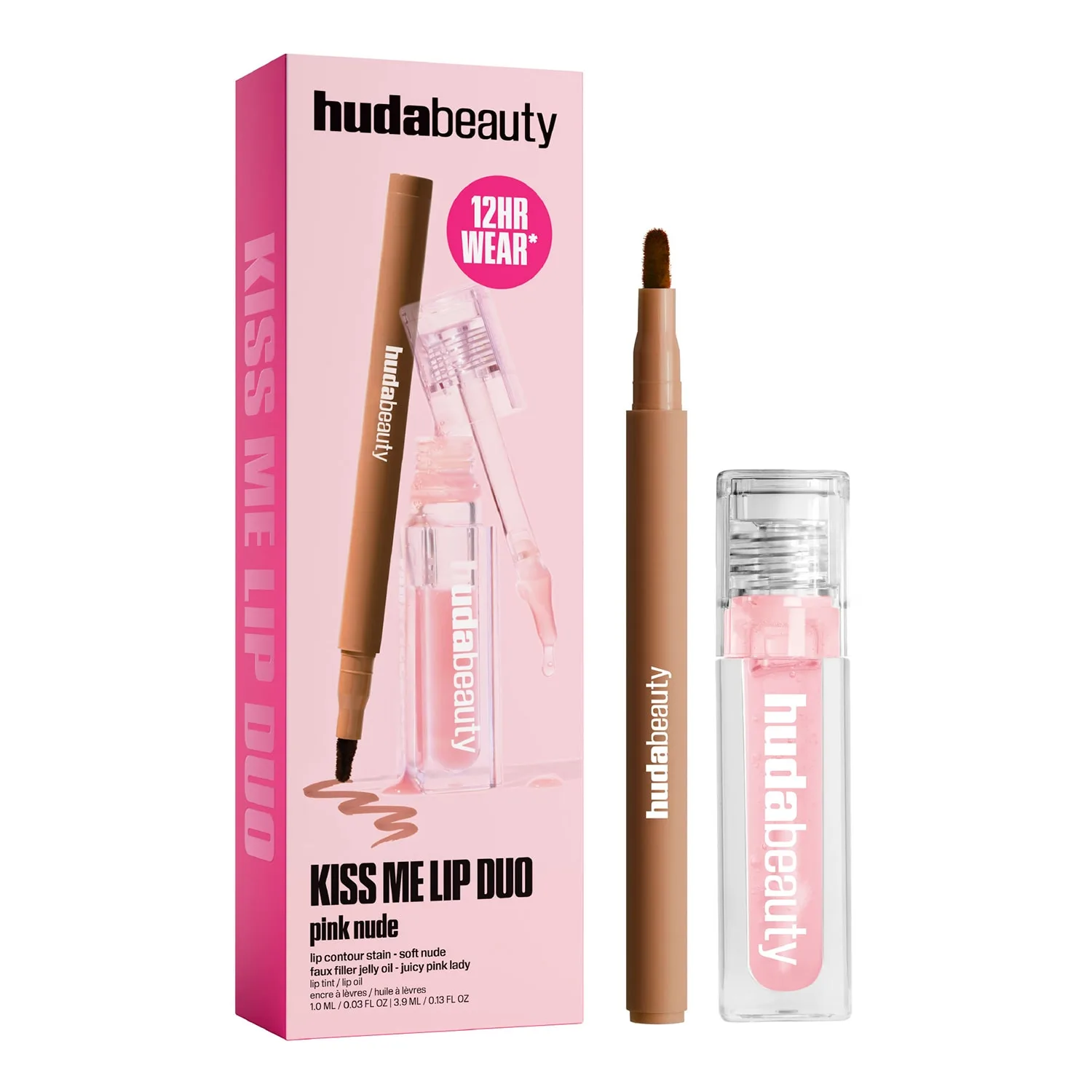 HUDA BEAUTY Kiss Me Lip Duo Pink Nude Huulimeikkisetti