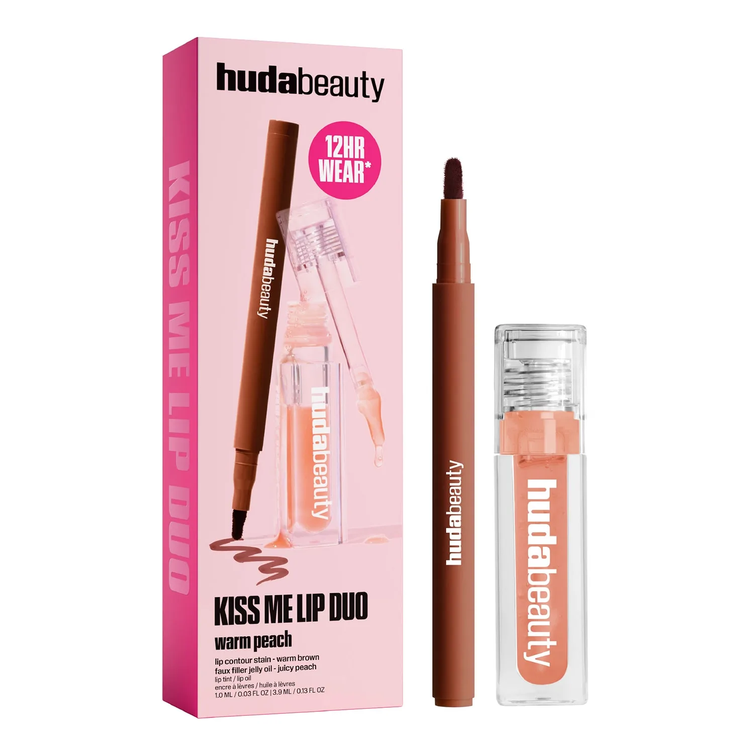 HUDA BEAUTY Kiss Me Lip Duo Warm Peach Huulimeikkisetti