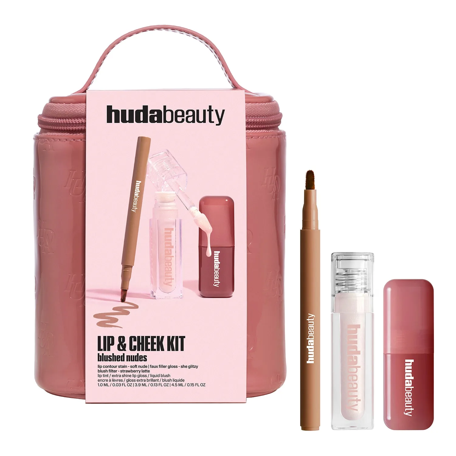 Huda Beauty - Lip & Cheek Blushed Nudes Kit – Makeup-sæt - Lip & Cheek Pinky Bronze Kit - For Women