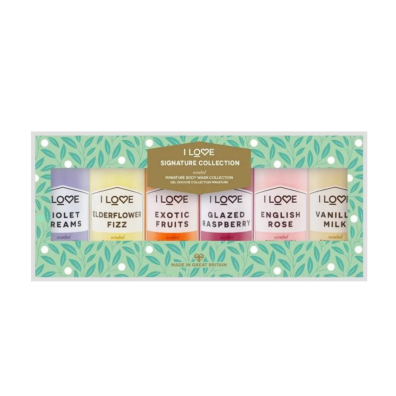I Love Signature Scented Collection Miniature Body Wash Collection 6 x 100ml