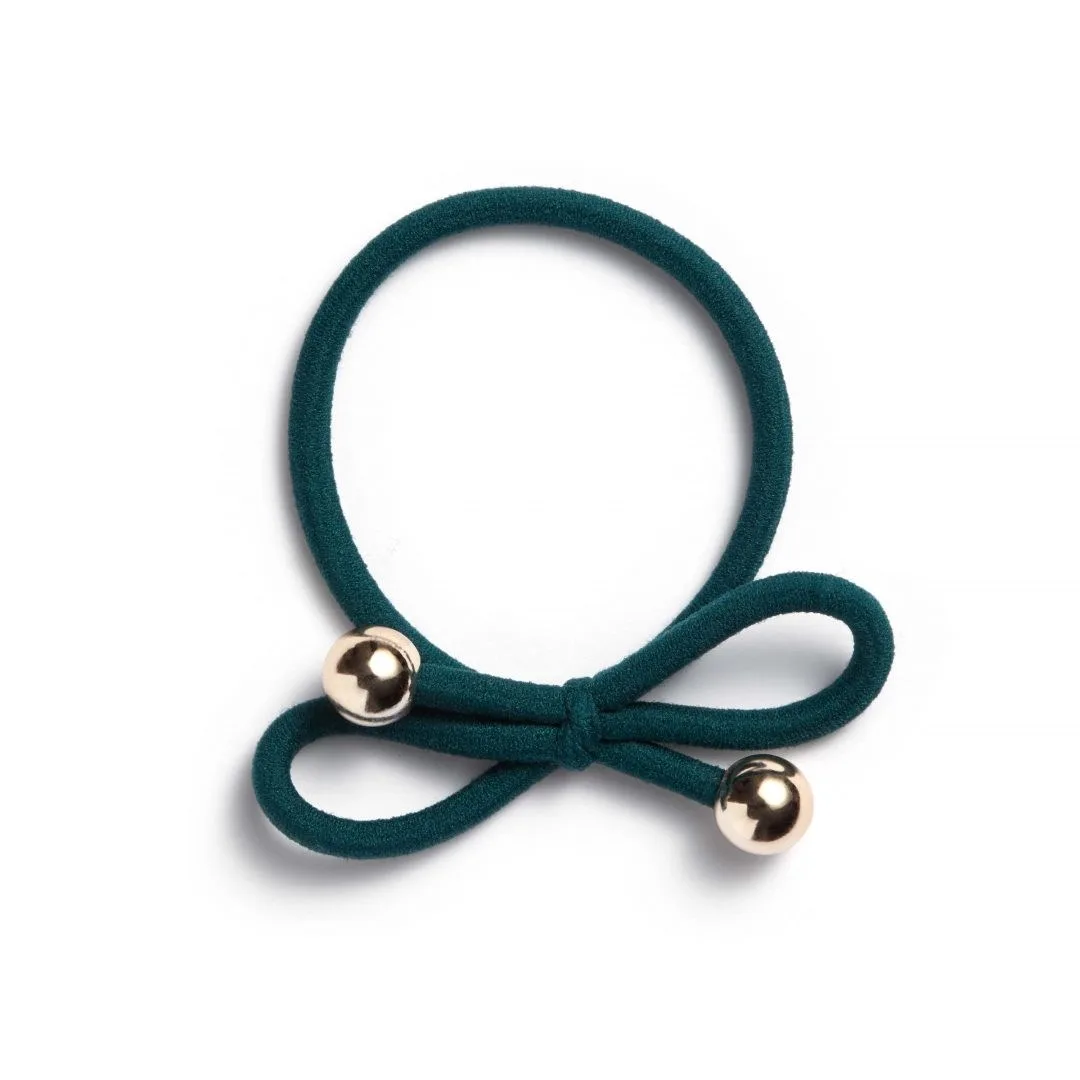 IA BON Hair Tie Gold Bead Dark Green