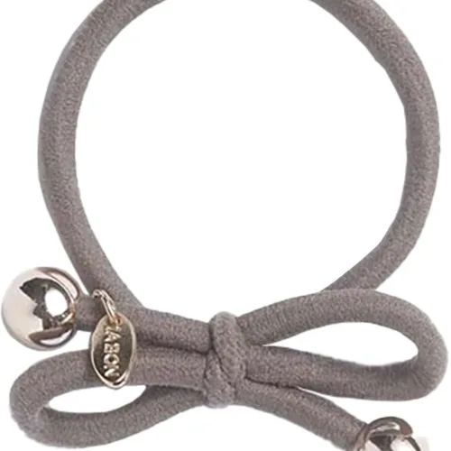 Ia Bon Hair Tie With Gold Bead Deep Taupe