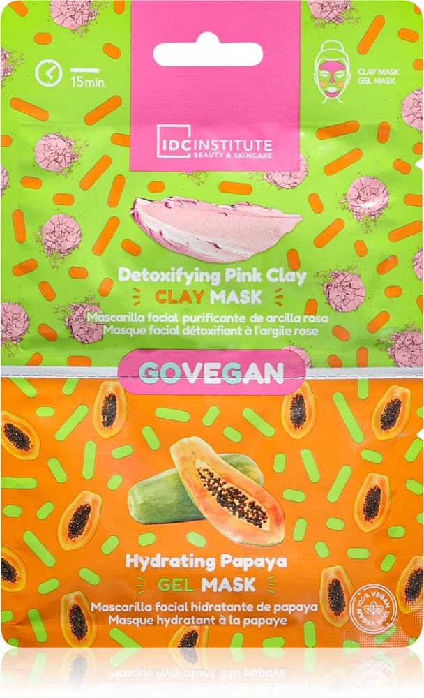 IDC Institute Go Vegan regenererande och fuktgivande ansiktsmask 2x6 g