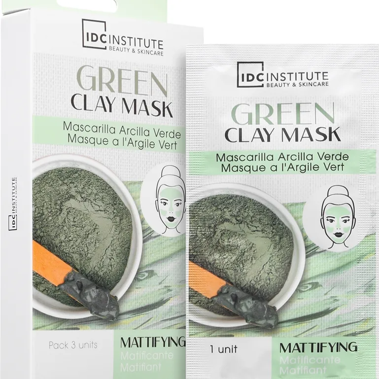 IDC Institute Green Clay Mask Rengörande mattifierande mask Med sheasmör 3x8 g