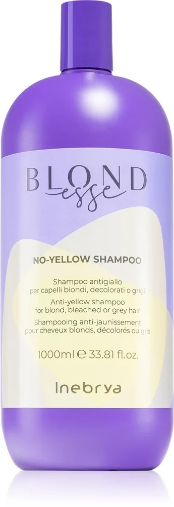 Inebrya BLONDesse No-Yellow Shampoo Neutraliserande schampo med mässingstoner För blont och grått hår 1000 ml