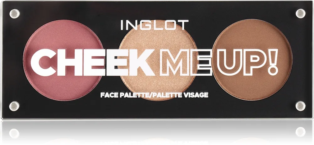 Inglot Face Palette korostusväri, aurinkopuuteri ja poskipuna sävy Cheek Me Up! 7.2 g