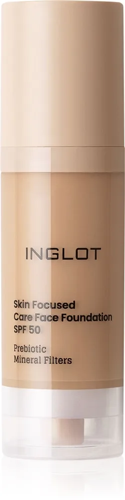 Inglot Skin Focused Care Face Foundation SPF 50 peittävä meikkivoide SPF 50 sävy Medium Apricot 30 ml