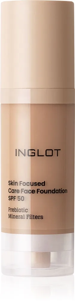 Inglot Skin Focused Care Face Foundation SPF 50 peittävä meikkivoide SPF 50 sävy Tan Rose 30 ml