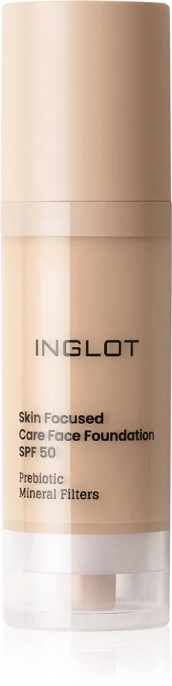 Inglot Skin Focused Care Face Foundation SPF 50 peittävä meikkivoide SPF 50 sävy Yellow Beige 30 ml