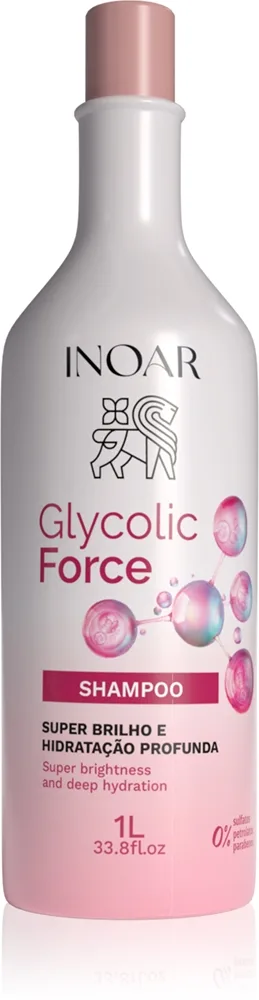 INOAR Glycolic Force Shampoo Shampoo for skinnende og blødt hår 1000 ml