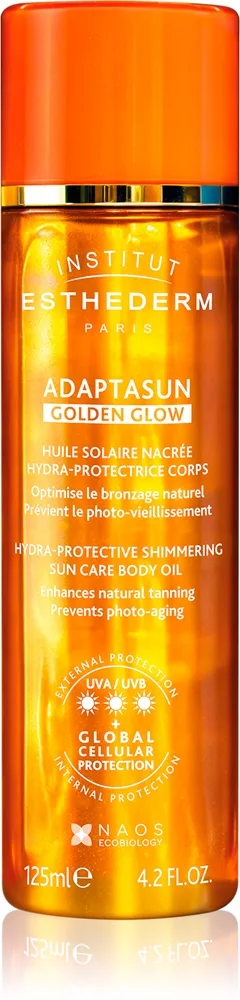 Institut Esthederm Adaptasun Golden Glow Glitrende olie Høj solbeskyttelse 125 ml