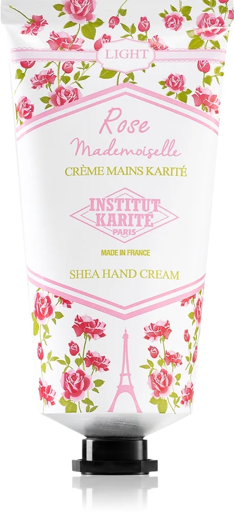 Institut Karité Paris Rose Mademoiselle Shea Hand Cream Lätt kräm för händer med shea smör tube + box 75 ml