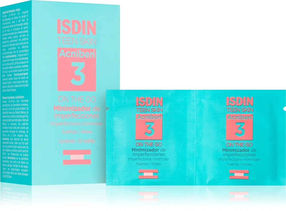 ISDIN Acniben Teen Skin Rengöringsservetter för fet hud 30 st.