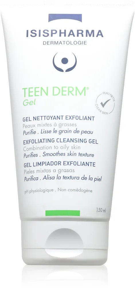 ISISPHARMA Teen Derm Gel Exfolierande rengöringsgel För fet och problematisk hud 150 ml