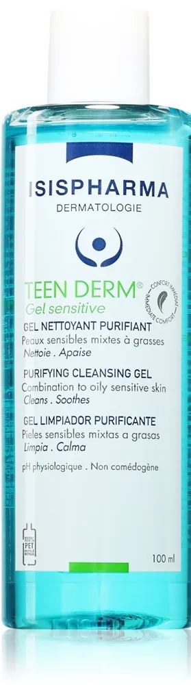 ISISPHARMA Teen Derm Gel Sensitive Rengöringsgel För fet aknebenägen hud 100 ml