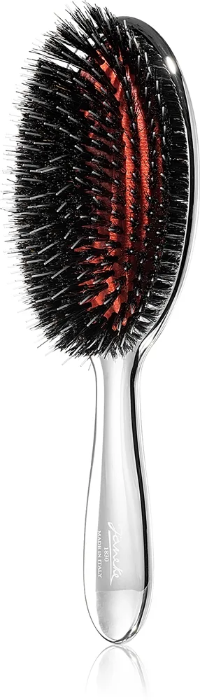 Janeke Chromium Line Air-Cushioned Brush with Bristles and Nylon Reinforcement Oval hårborste 22 x 7 cm 1 st.