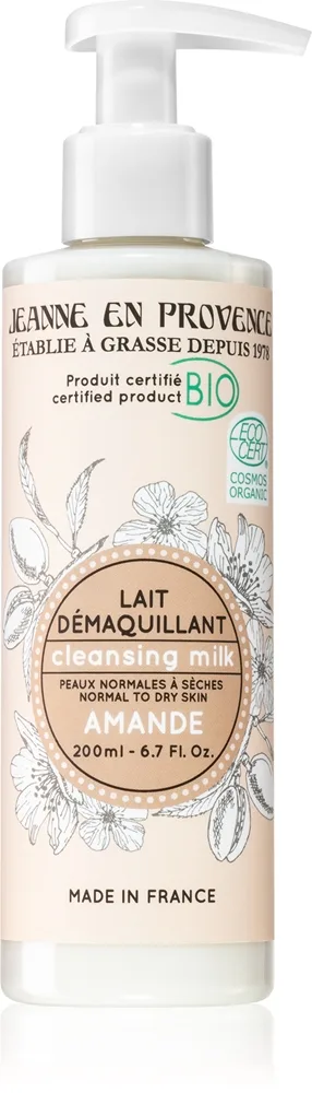 Jeanne en Provence BIO Almond puhdistava kasvomaito luomulaatua naisille 200 ml
