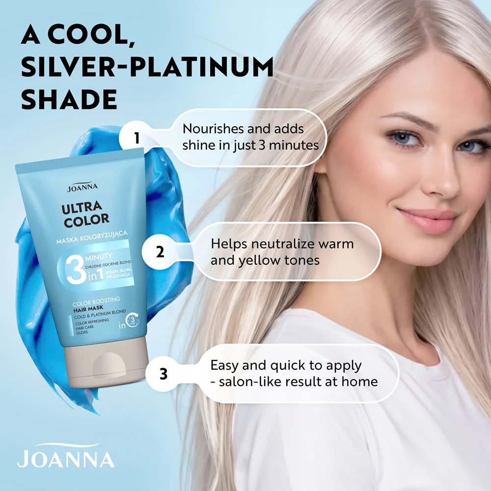 Joanna Ultra Color Cold Platinum Blond Shades 3 Minutes sävyttävä hoitoaine sävy Cold Platinum 100 g