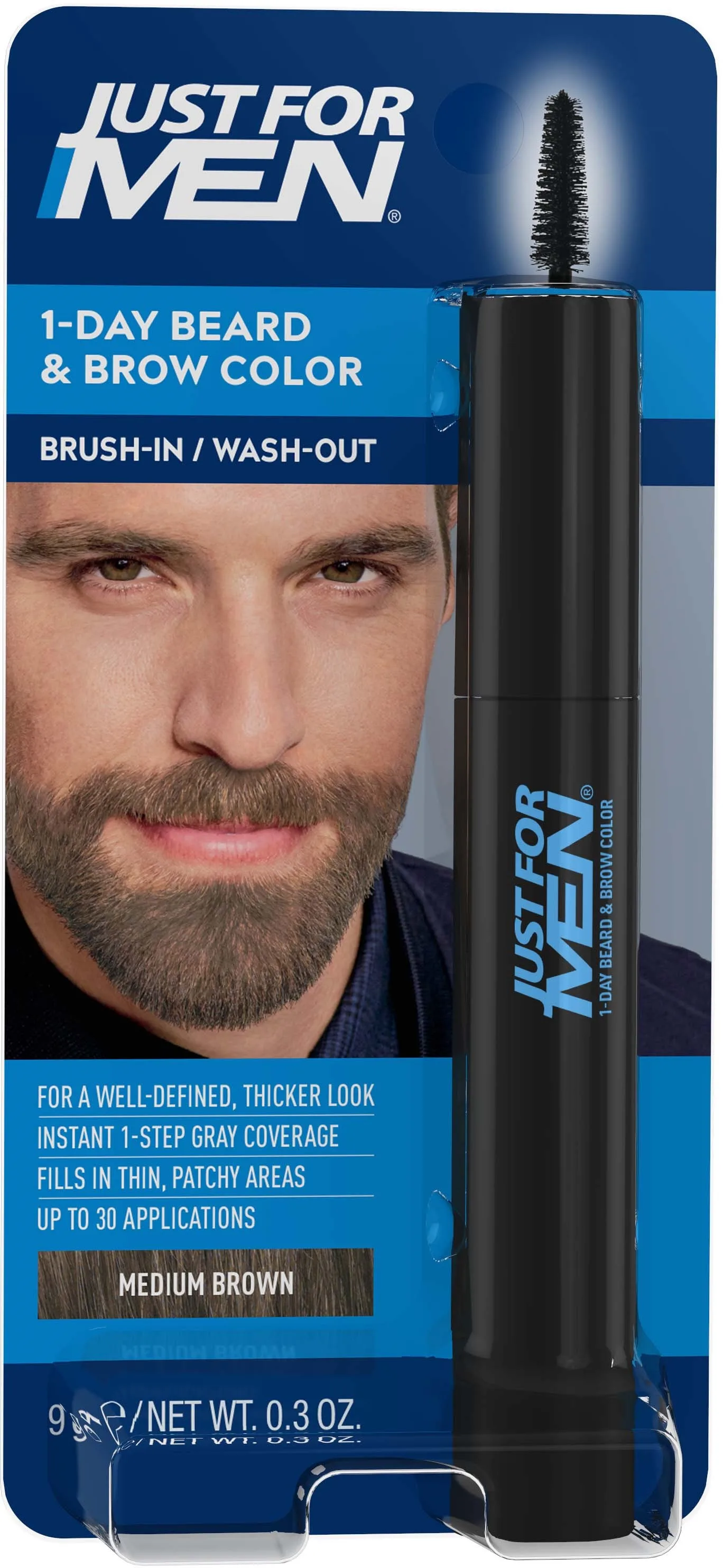 Just For Men 1-Day Beard & Brow Colour Medium Brown 9g