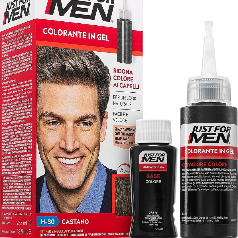 Just for Men Color Kit sävyttävä hiusväri miehille sävy H-30 Light Medium Brown 1 kpl
