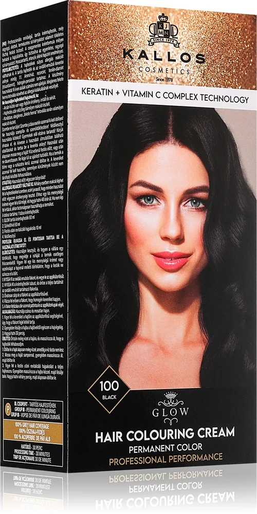 Kallos Glow Lasting Cream Colour kestohiusväri sävy Black 60 ml