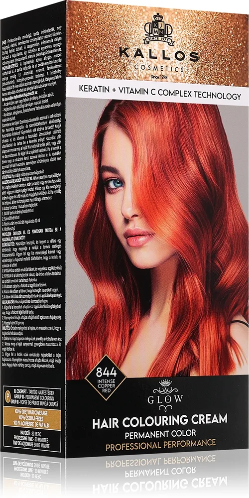 Kallos Glow Lasting Cream Colour kestohiusväri sävy Intense Copper Red 60 ml