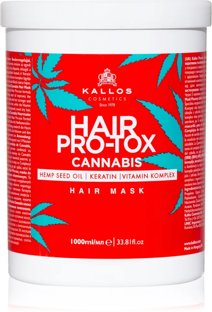 Kallos Hair Pro-Tox Cannabis Regenererande hårmask Med hampolja 1000 ml