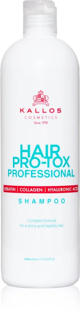 Kallos Hair Pro-Tox keratiinishampoo kuiville ja vaurioituneille hiuksille 500 ml
