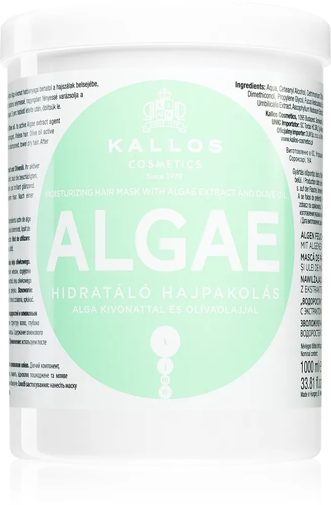 Kallos KJMN Professional Algae Återfuktande mask Med algextrakt och olivolja 1000 ml