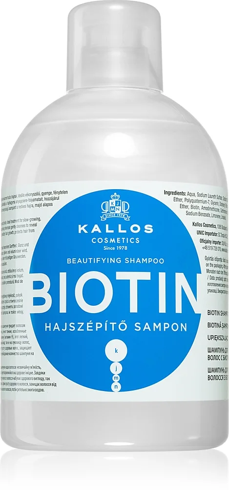 Kallos KJMN Professional Biotin shampoo ohuille, heikoille ja katkeileville hiuksille 1000 ml