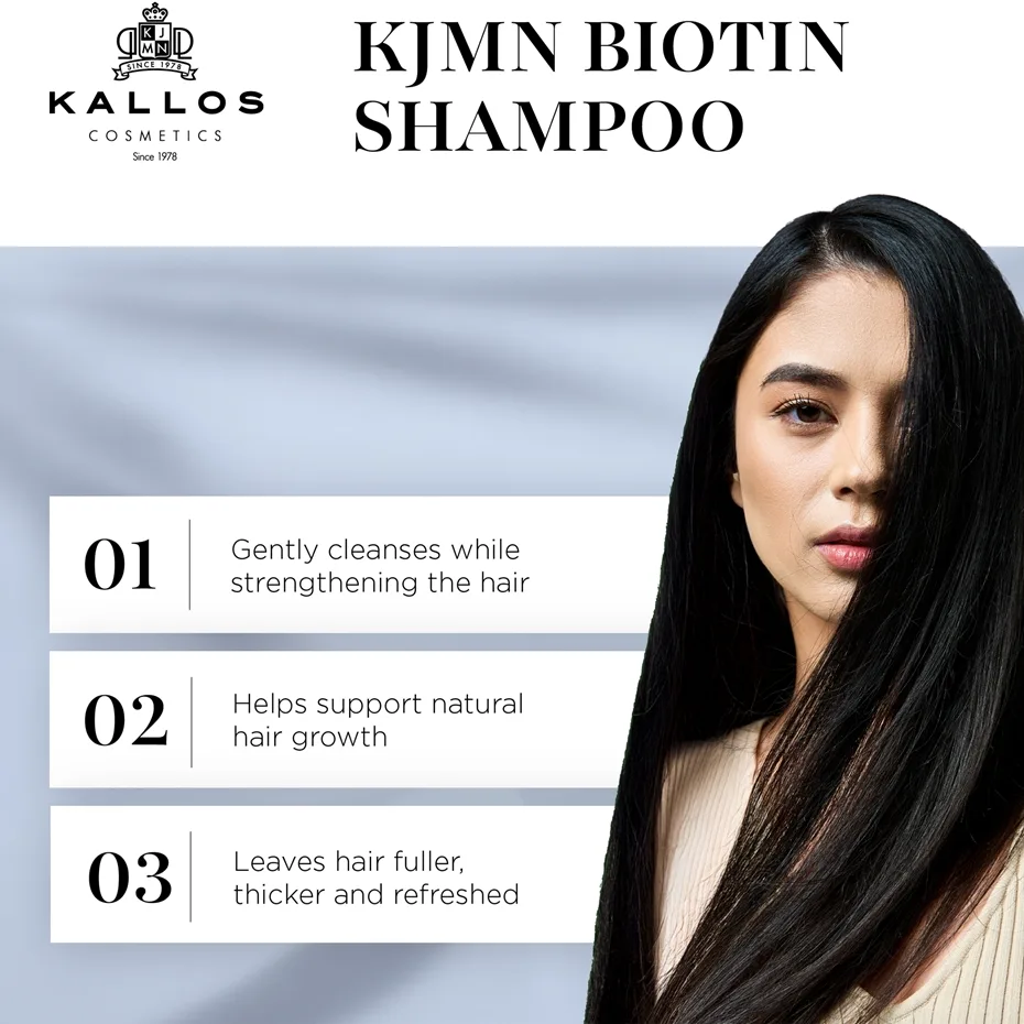 Kallos KJMN Professional Biotin Shampoo til fint og svagt hår med tendens til at knække 1000 ml