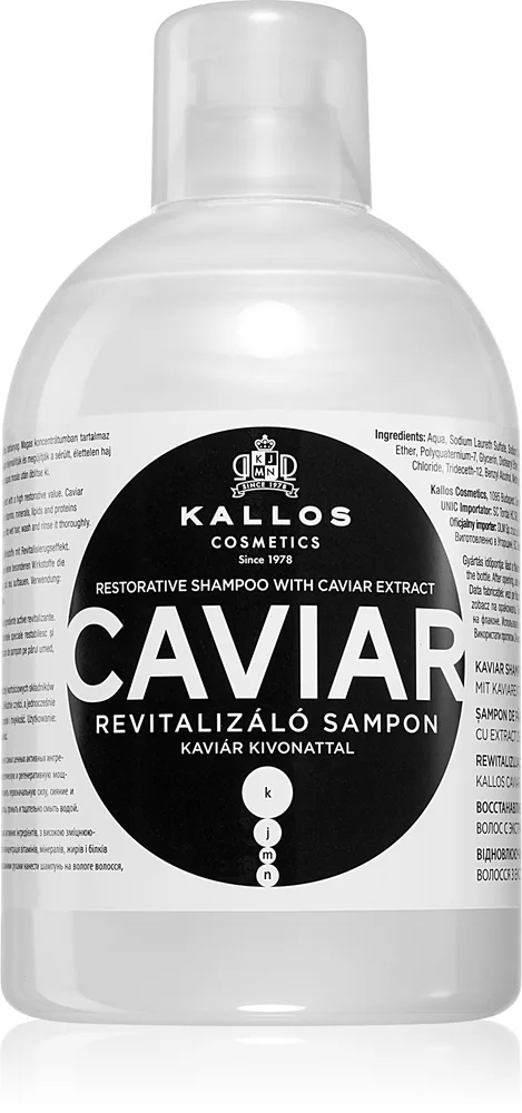 Kallos KJMN Professional Caviar uudistava shampoo sisältää kaviaaria 1000 ml