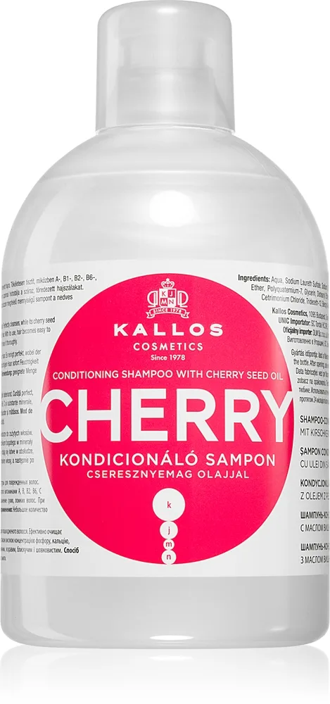 Kallos KJMN Professional Cherry kosteuttava shampoo kuiville ja vaurioituneille hiuksille 1000 ml