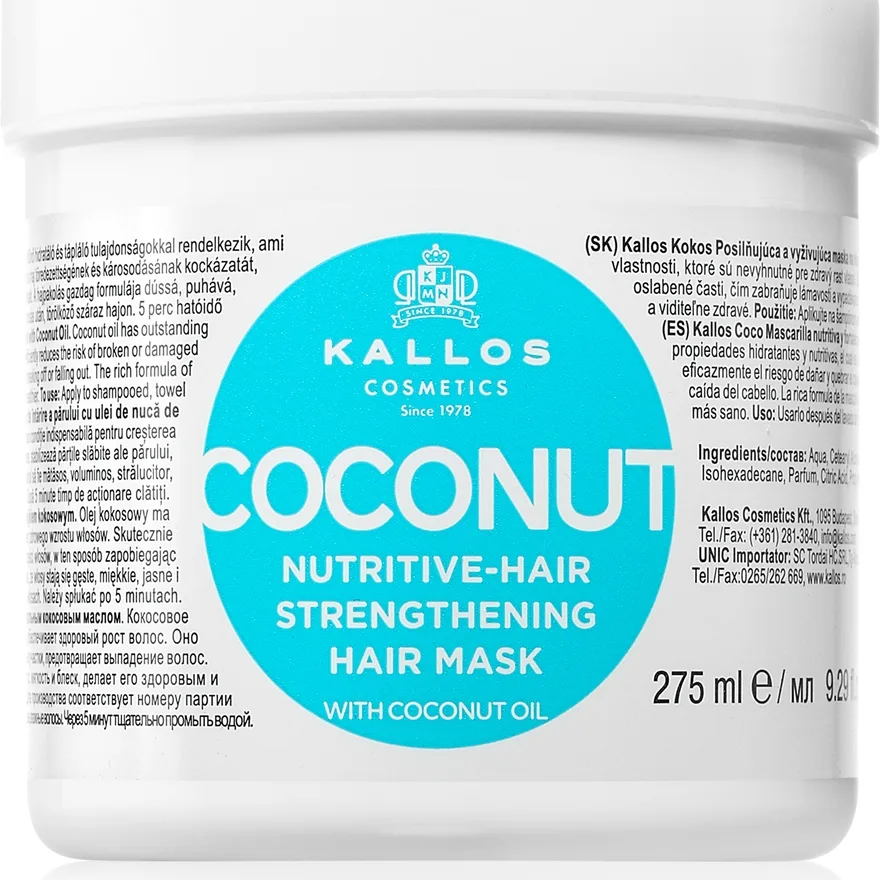 Kallos KJMN Professional Coconut Närande mask För svagt hår 275 ml