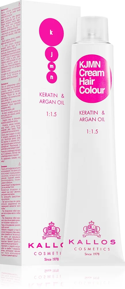 Kallos KJMN Professional Cream Hair Colour Keratin & Argan Oil hiusväri sisältää keratiinia ja arganöljyä sävy 8.11 Light Blonde 100 ml