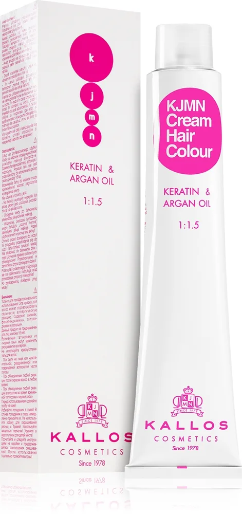 Kallos KJMN Professional Cream Hair Colour Keratin & Argan Oil hiusväri sisältää keratiinia ja arganöljyä sävy Light Brown 5.0 100 ml