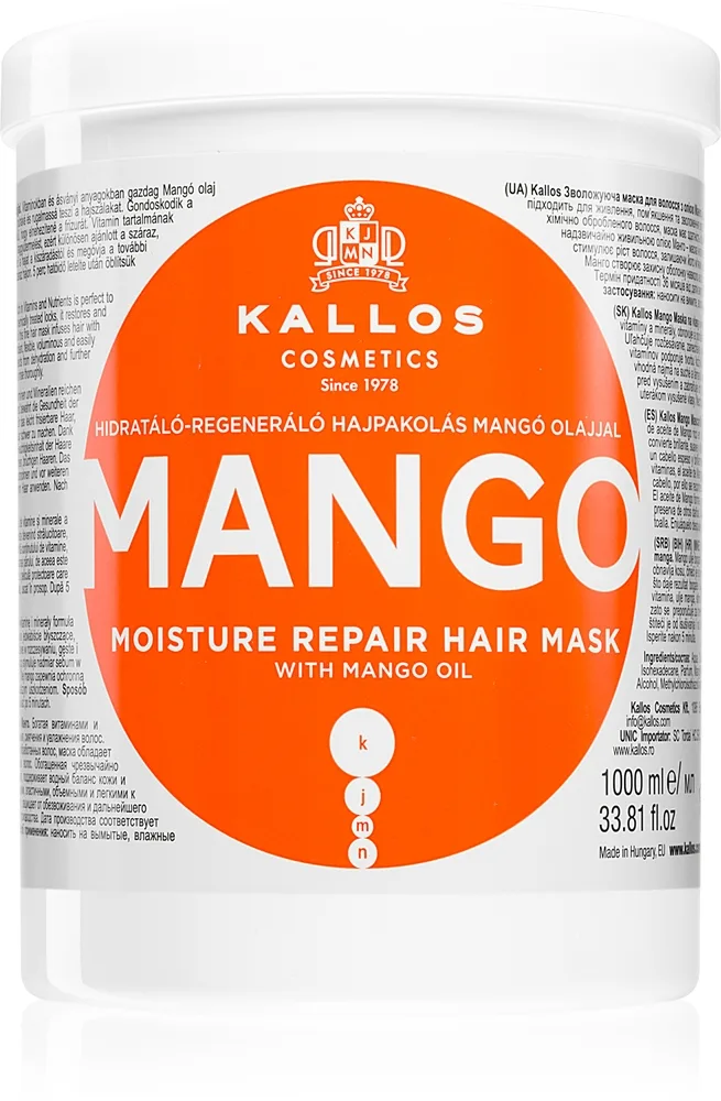 Kallos KJMN Professional Mango Befästande mask Med mango-olja 1000 ml