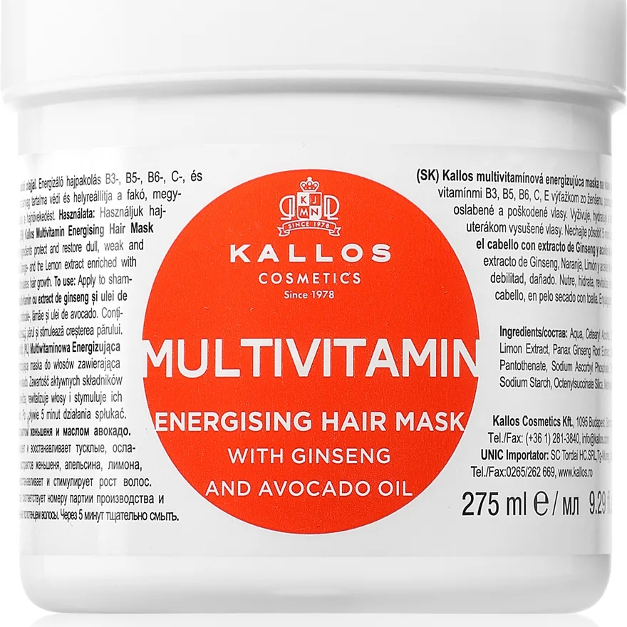 Kallos KJMN Professional Multivitamin Energigivande hårmask 275 ml