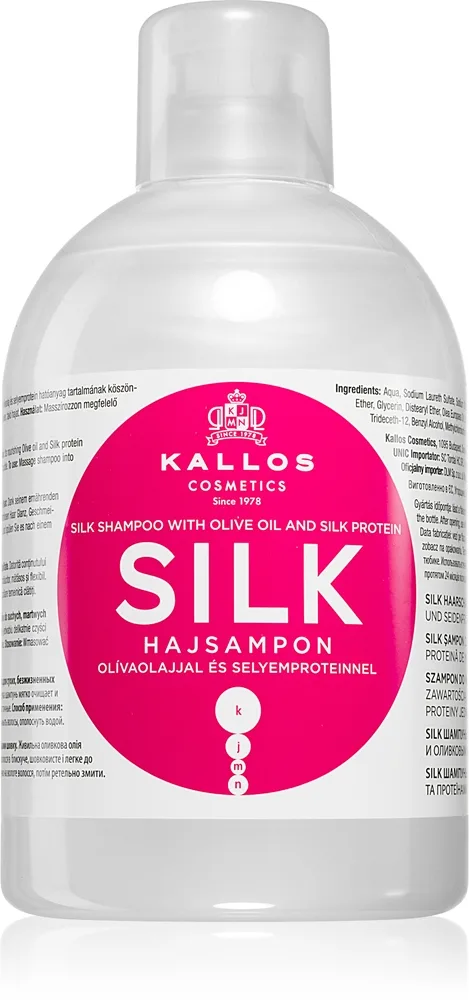 Kallos KJMN Professional Silk silkinpehmeä shampoo kuiville ja herkistyneille hiuksille 1000 ml