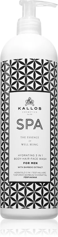 Kallos Spa Hydrating kosteuttava suihkugeeli kasvoille, vartalolle ja hiuksille miehille 500 ml