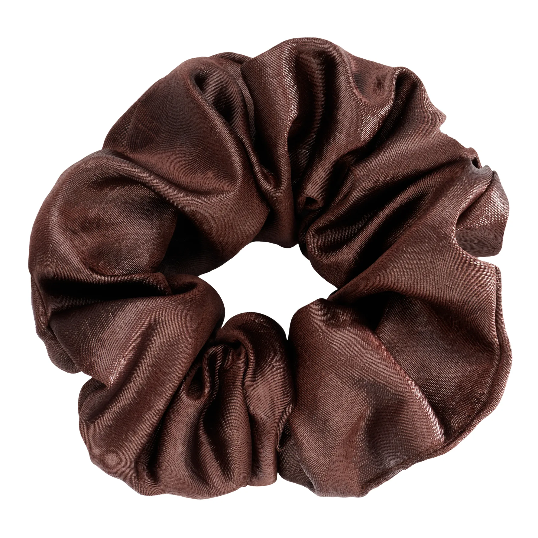 Faux Leather Scrunchie Brown Brown