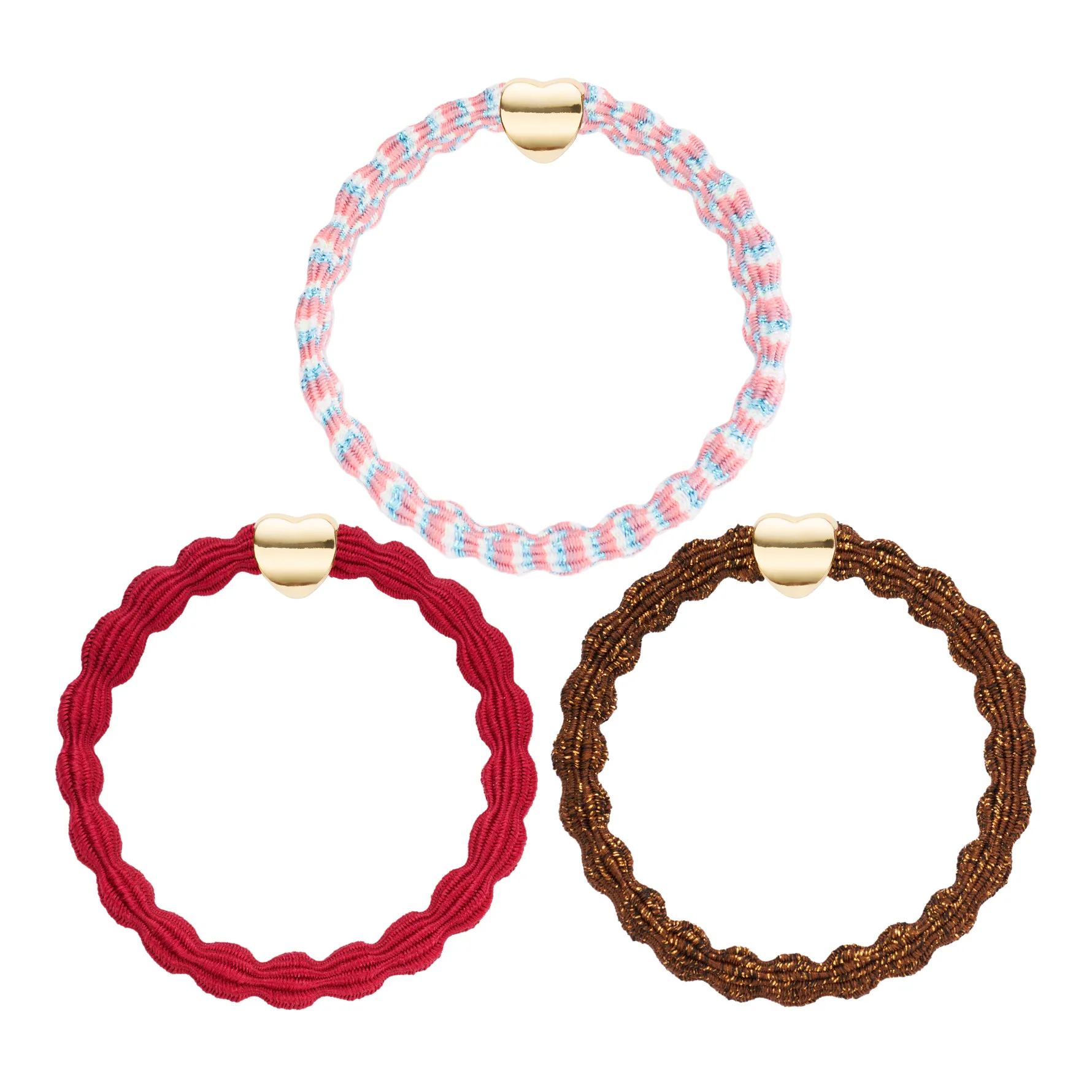 Heart Charm Hair Tie Brown Mix 3-P Brown Mix