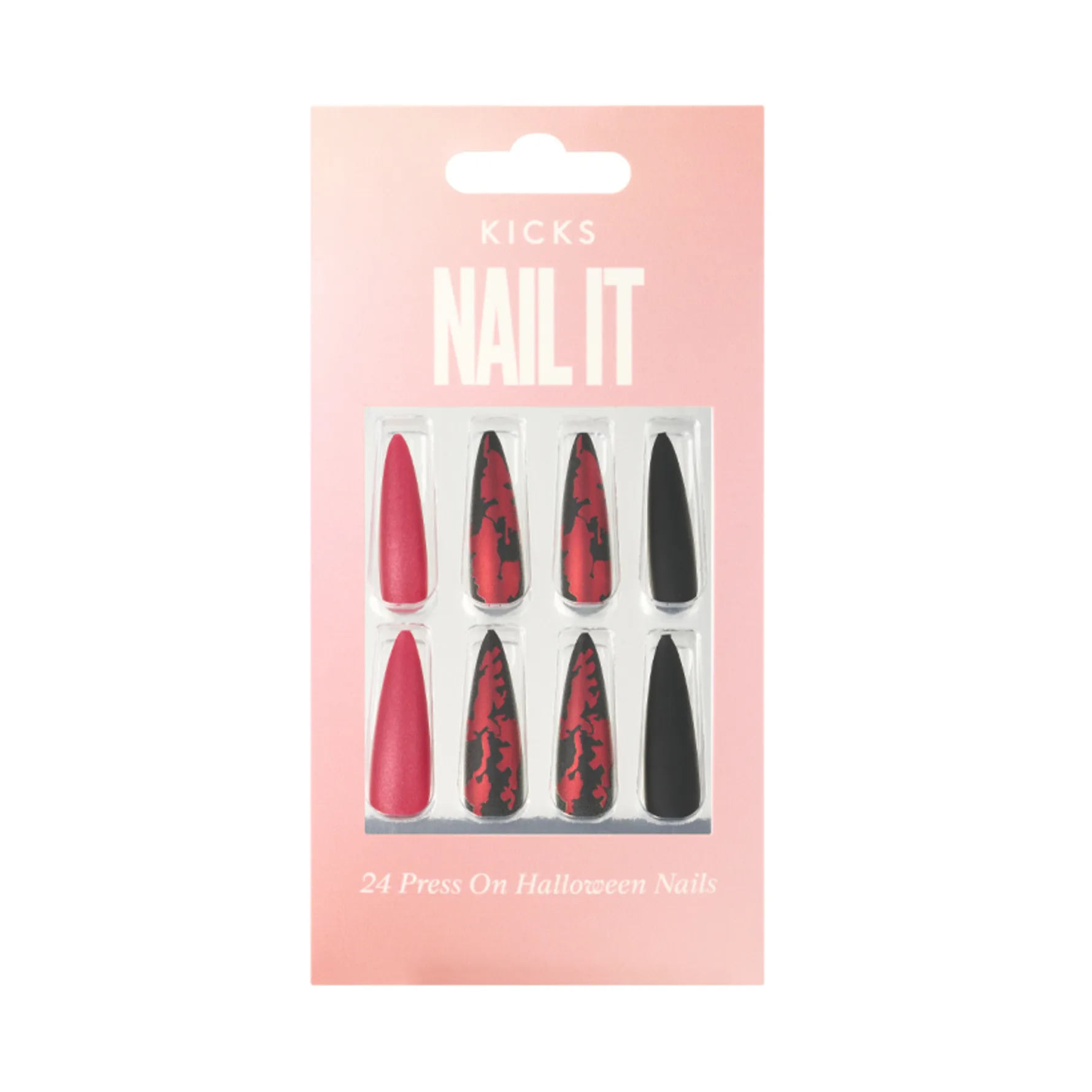 Nail It - 24 Press On Halloween Nails Black/Red