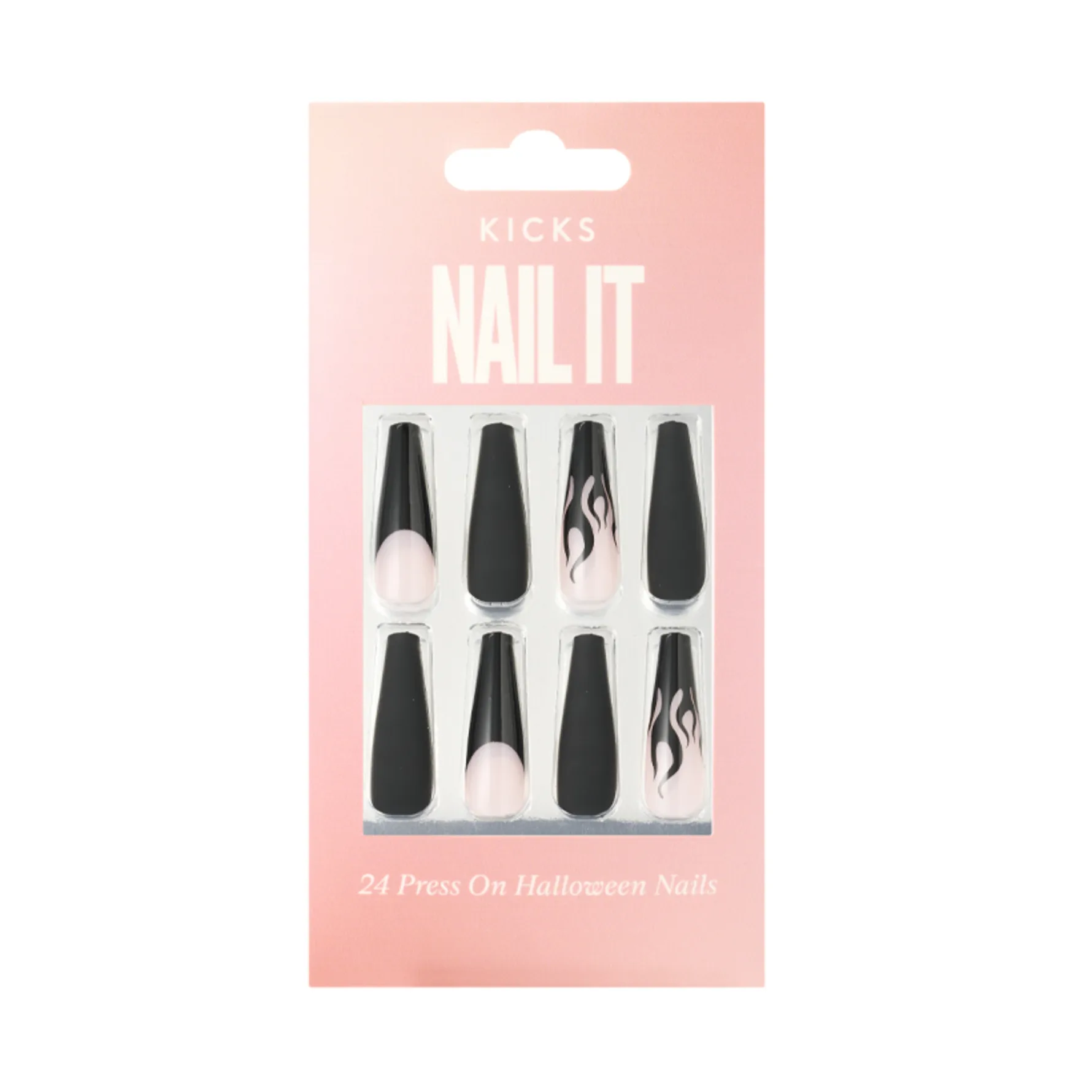Nail It - 24 Press On Halloween Nails Black/White