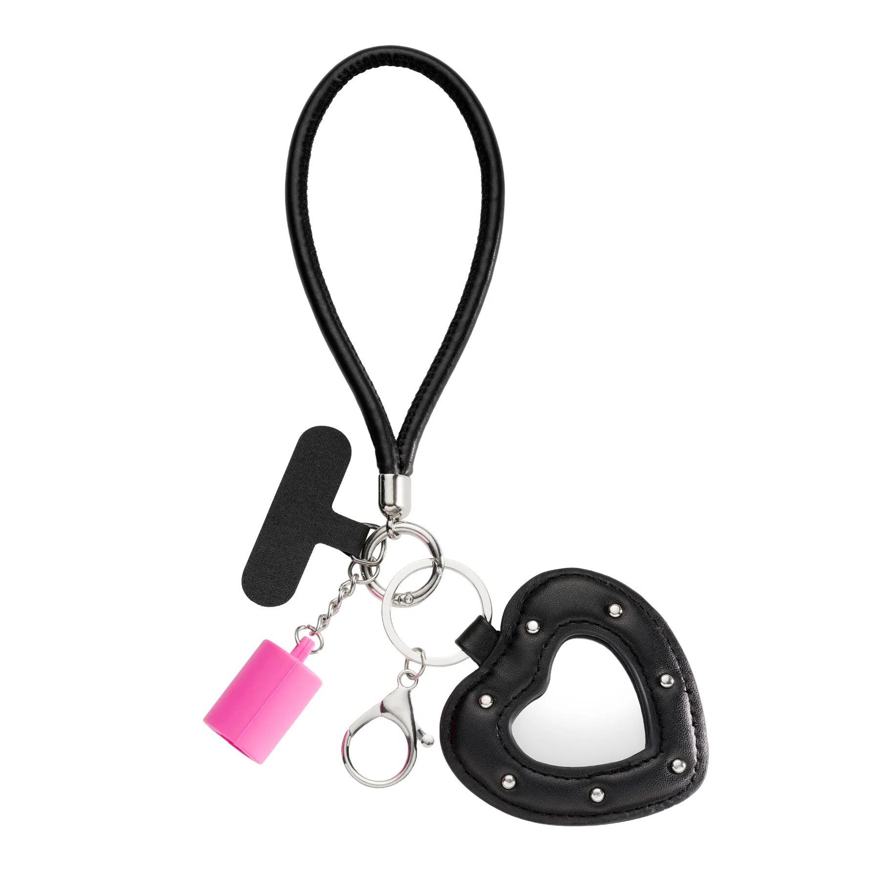 Phone Bag Charm With Mirror & Gloss Hanger Black